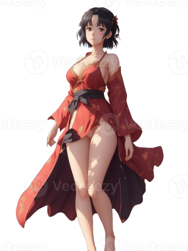 beau fille anime png transparent Contexte ai génératif