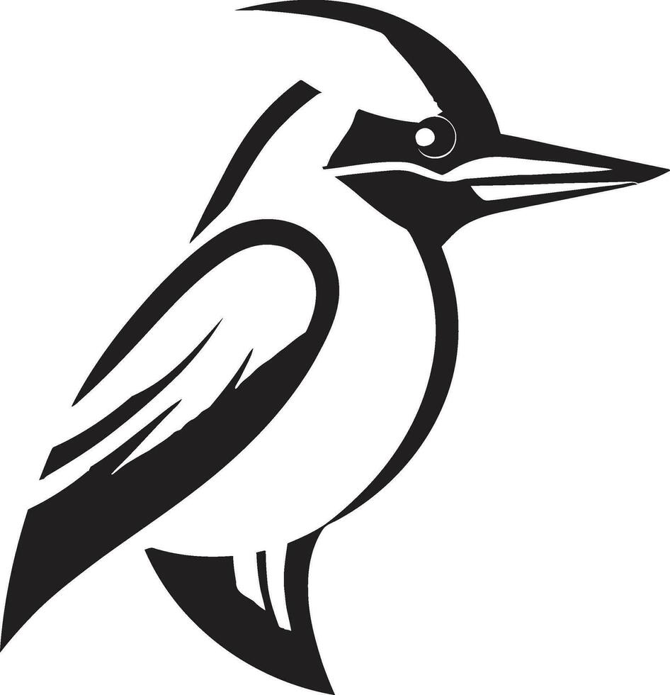 Woodpecker Bird Logo Design Black Retro Black Woodpecker Bird Logo Design Hand Drawn vector