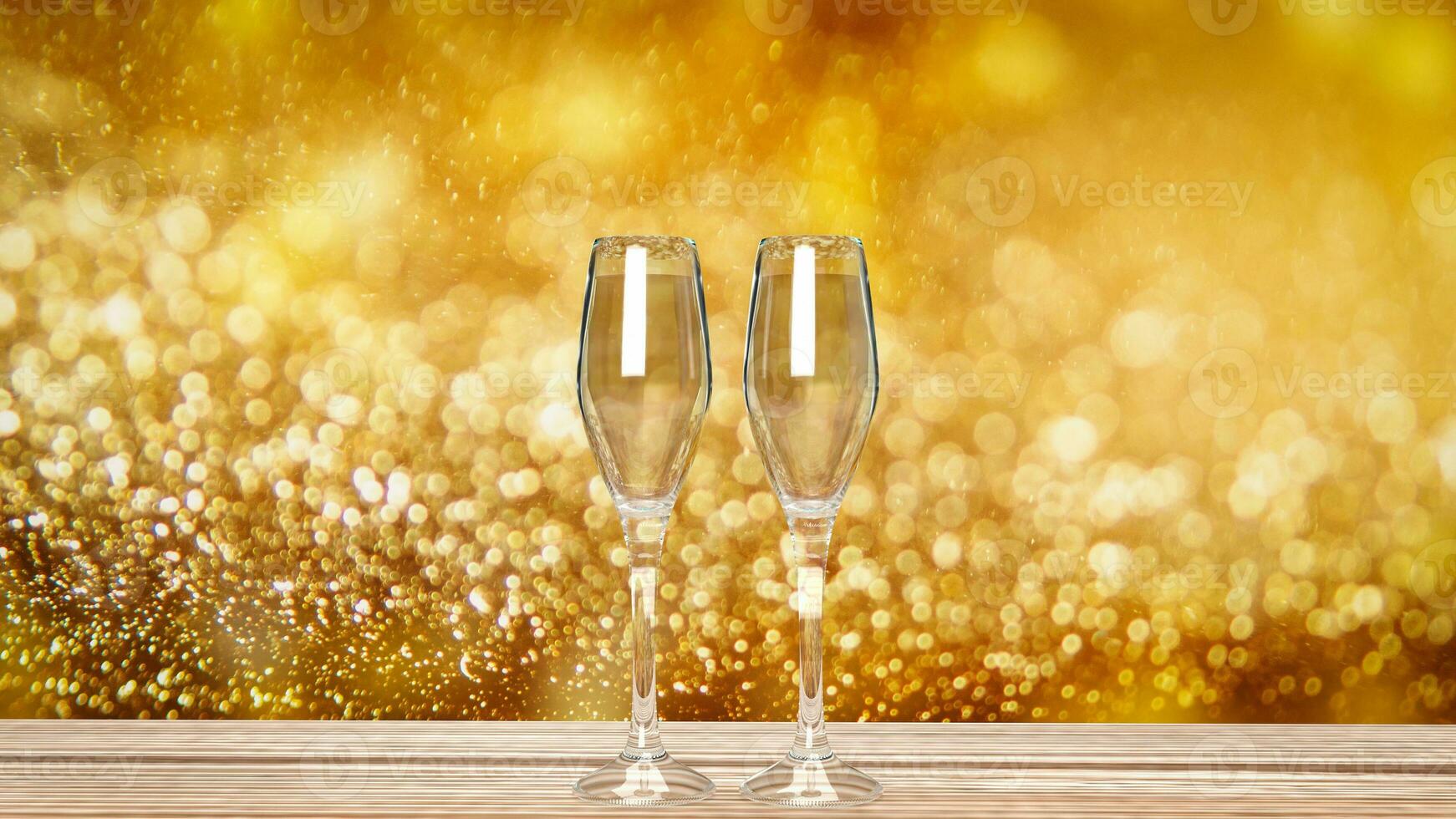 The champagne glass for celebration content 3d rendering photo