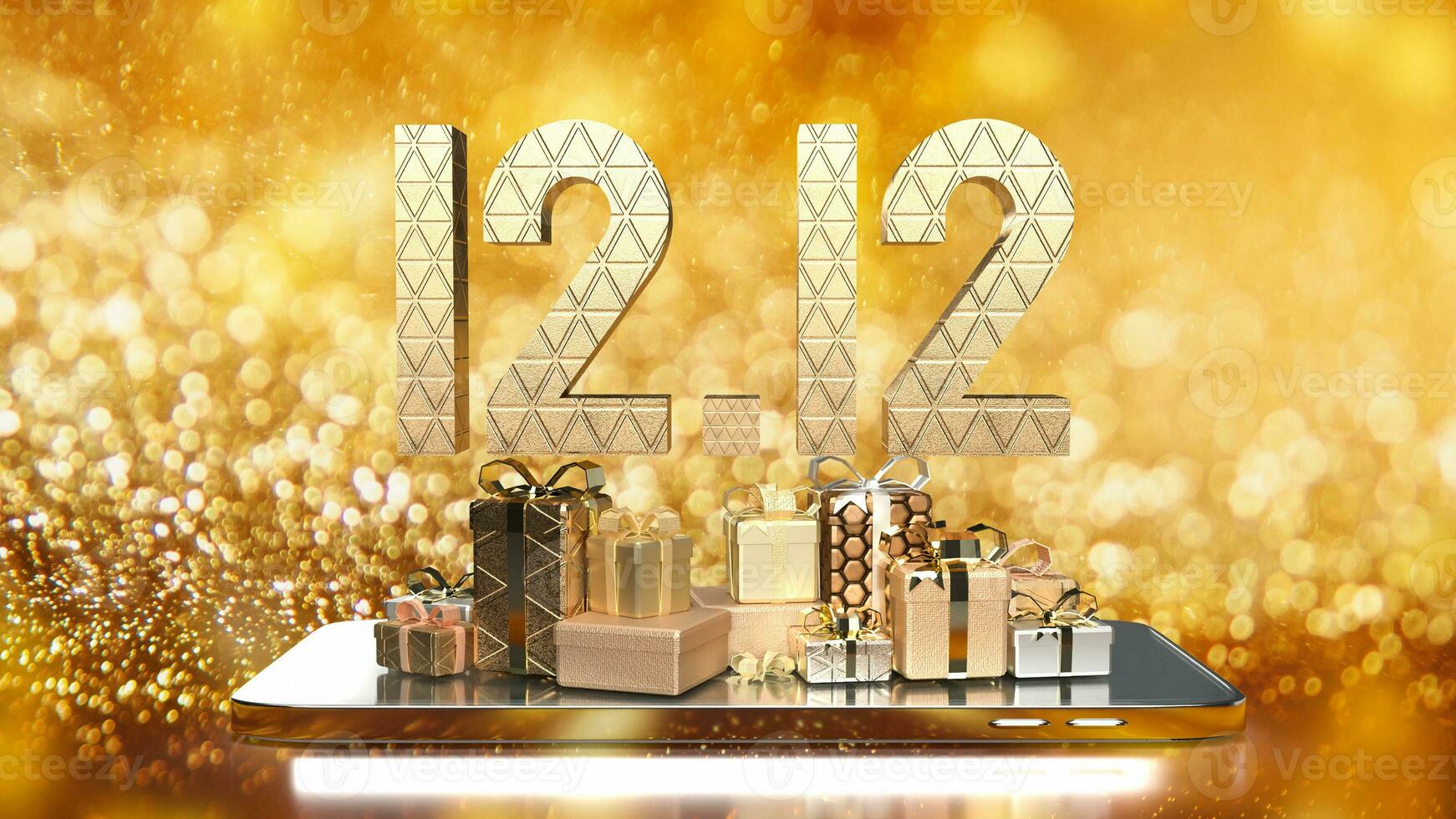 The 12.12 gold number for spacial offer concept 3d rendering photo