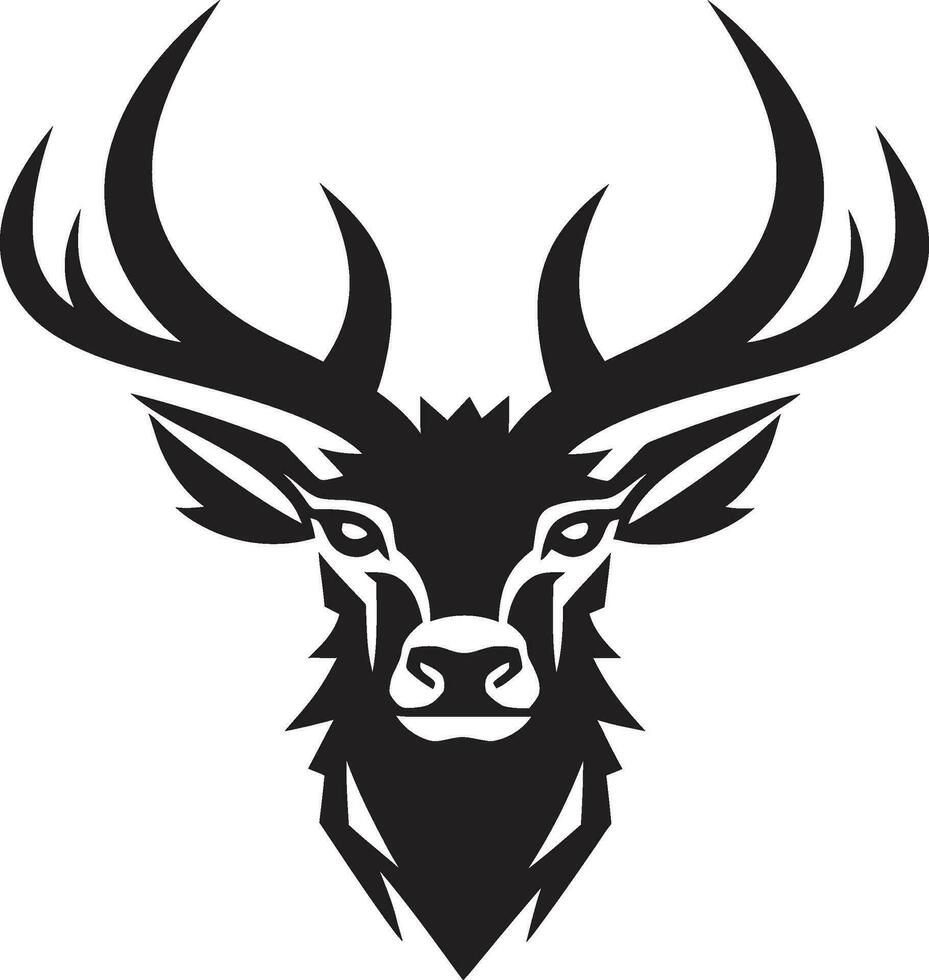 Charming Stag Silhouette A Work of Elegance in Black Noir Beauty in the Wilderness Deer Icons Majestic Appeal vector