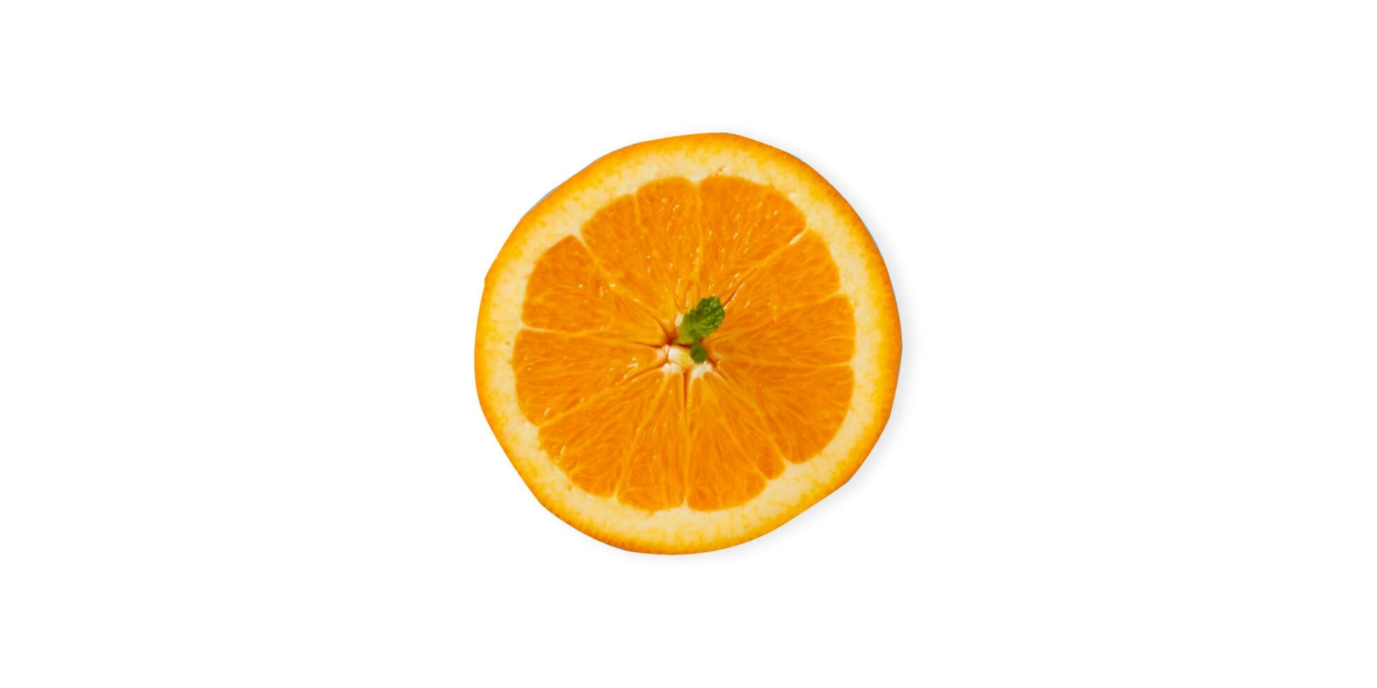 orange slices isolated on white background. Top view photo