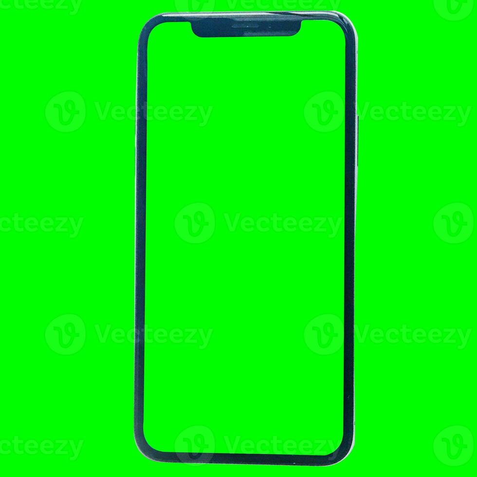 Phone with green screen chroma key green color photo