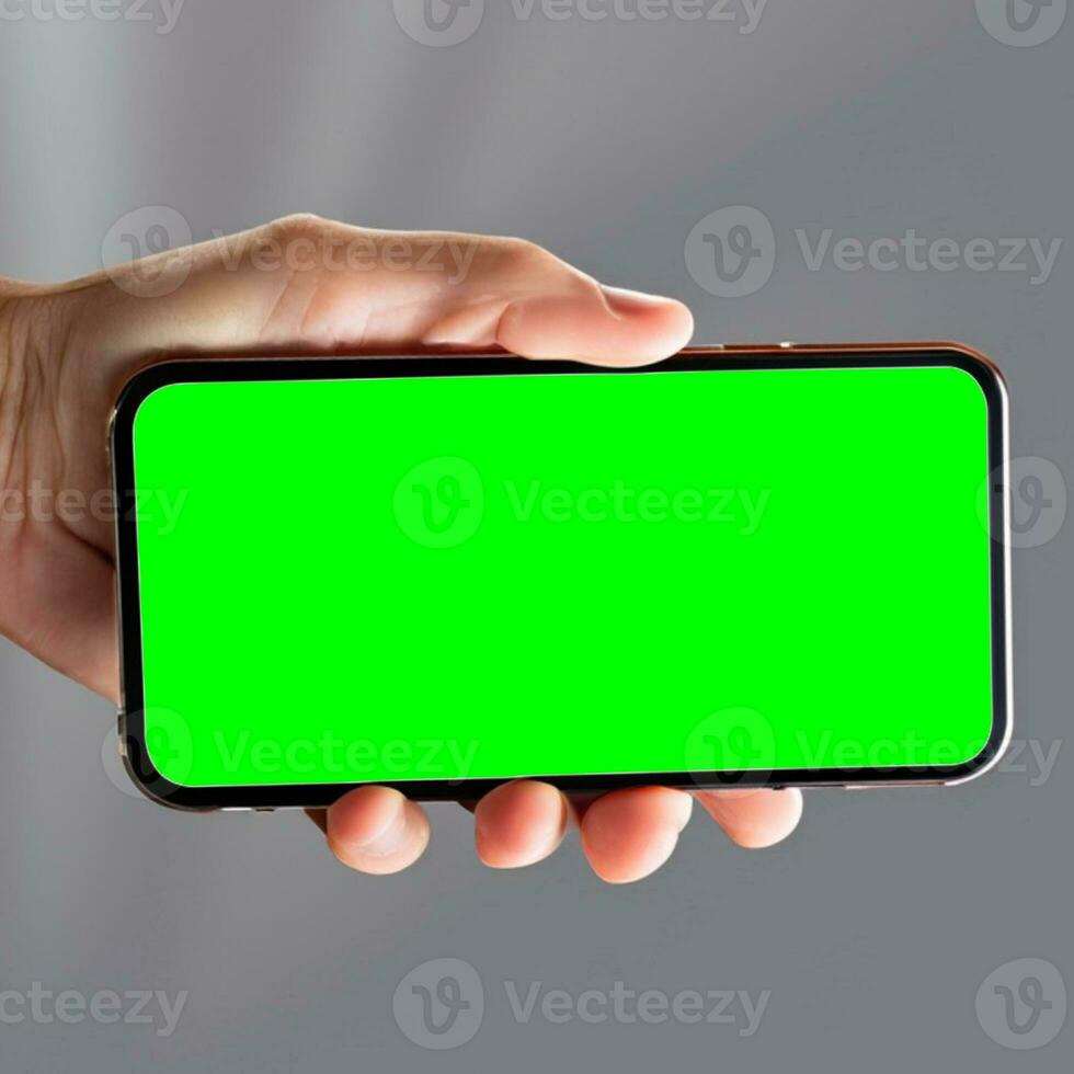 Female hand holding modern black phone in vertical position. PNG photo