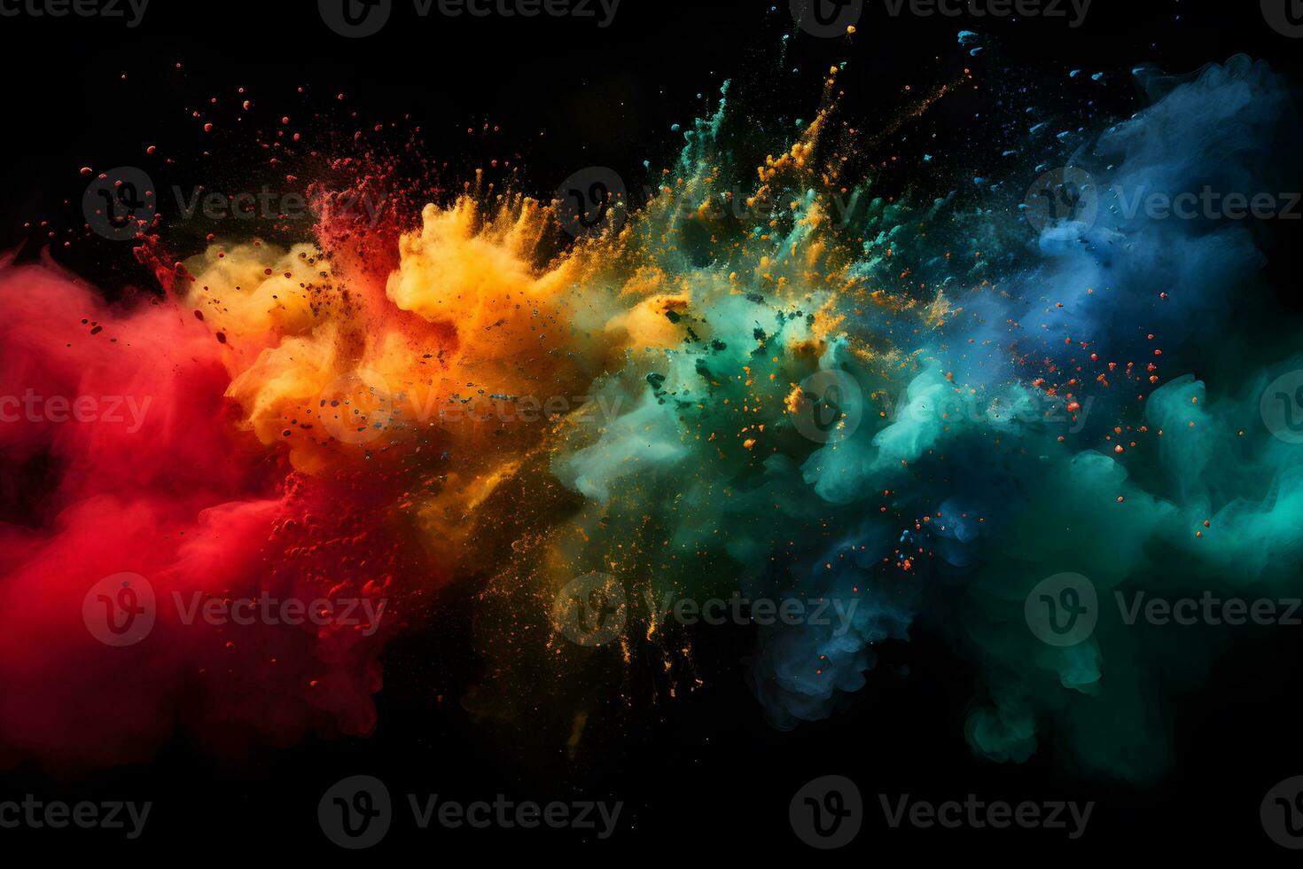 colored dust scattered on a black background Generative AI photo