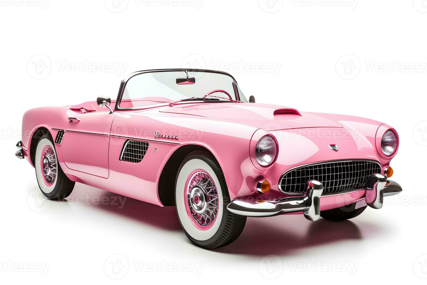 Classic pink car isolated on white background Generative AI photo