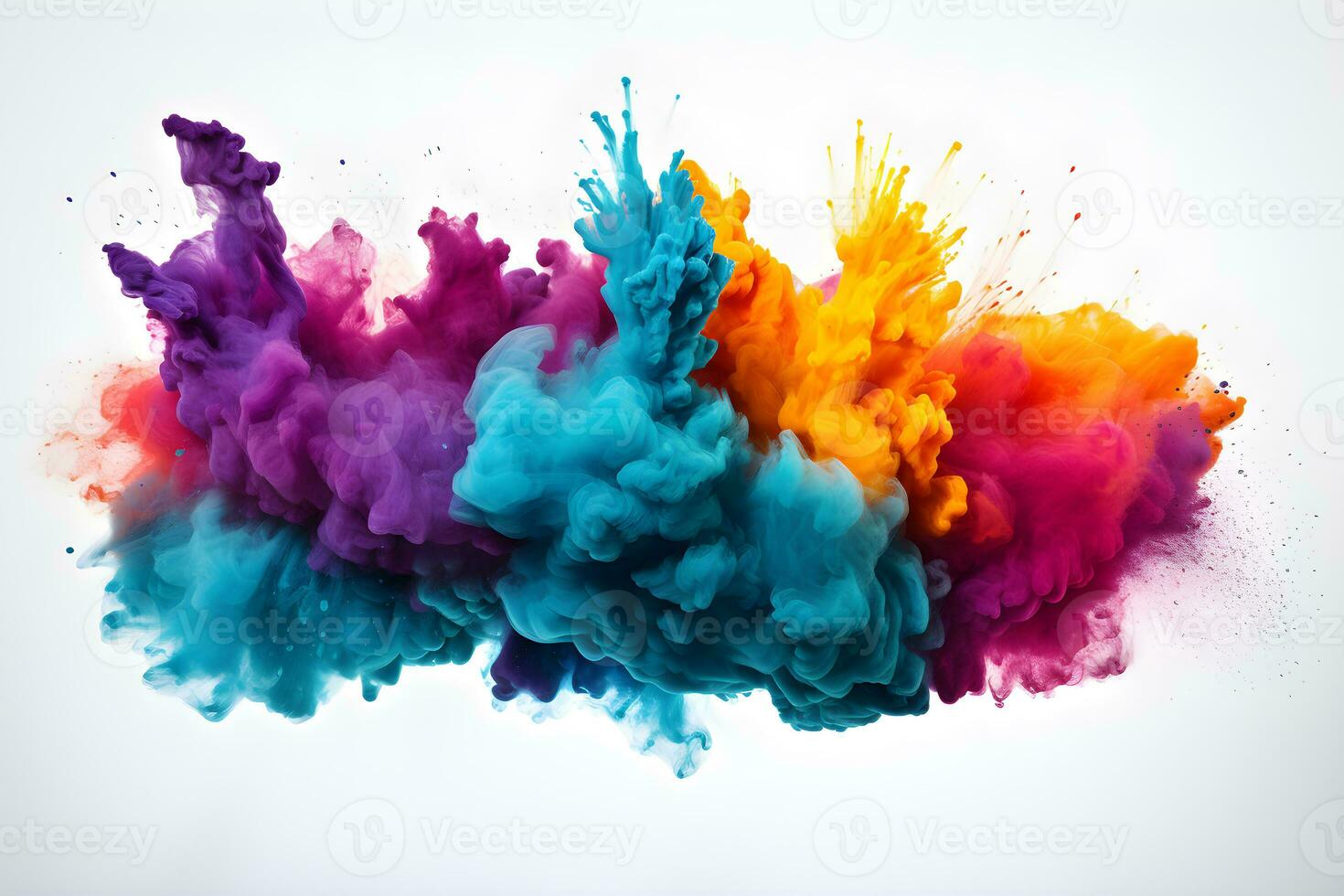colored dust scattered on white background Generative AI photo