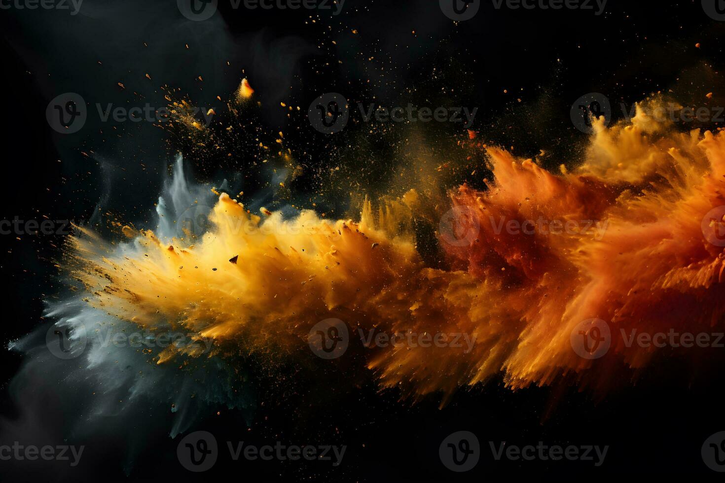 colored dust scattered on a black background Generative AI photo