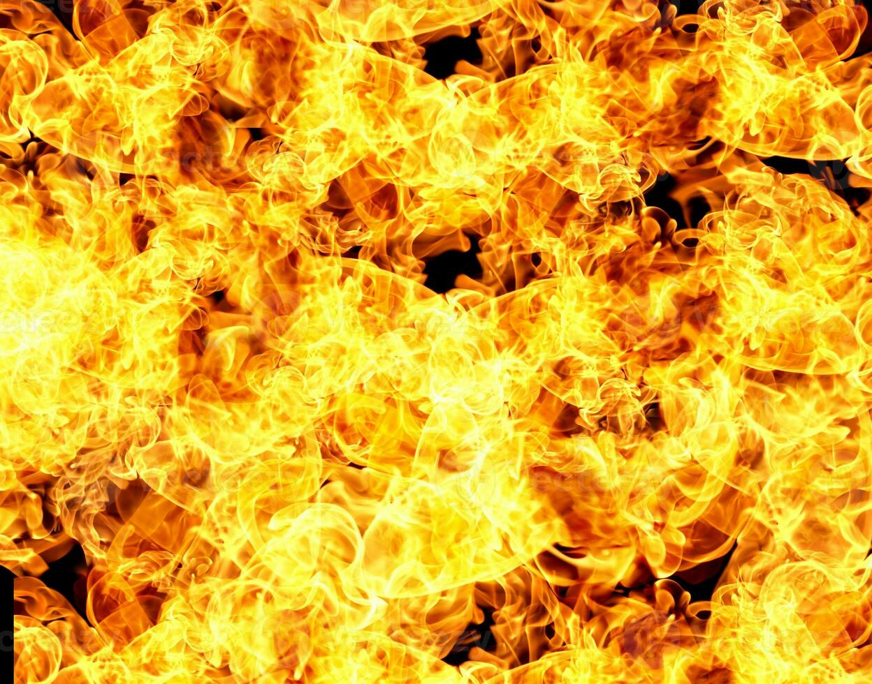 Fire flames on a black background photo