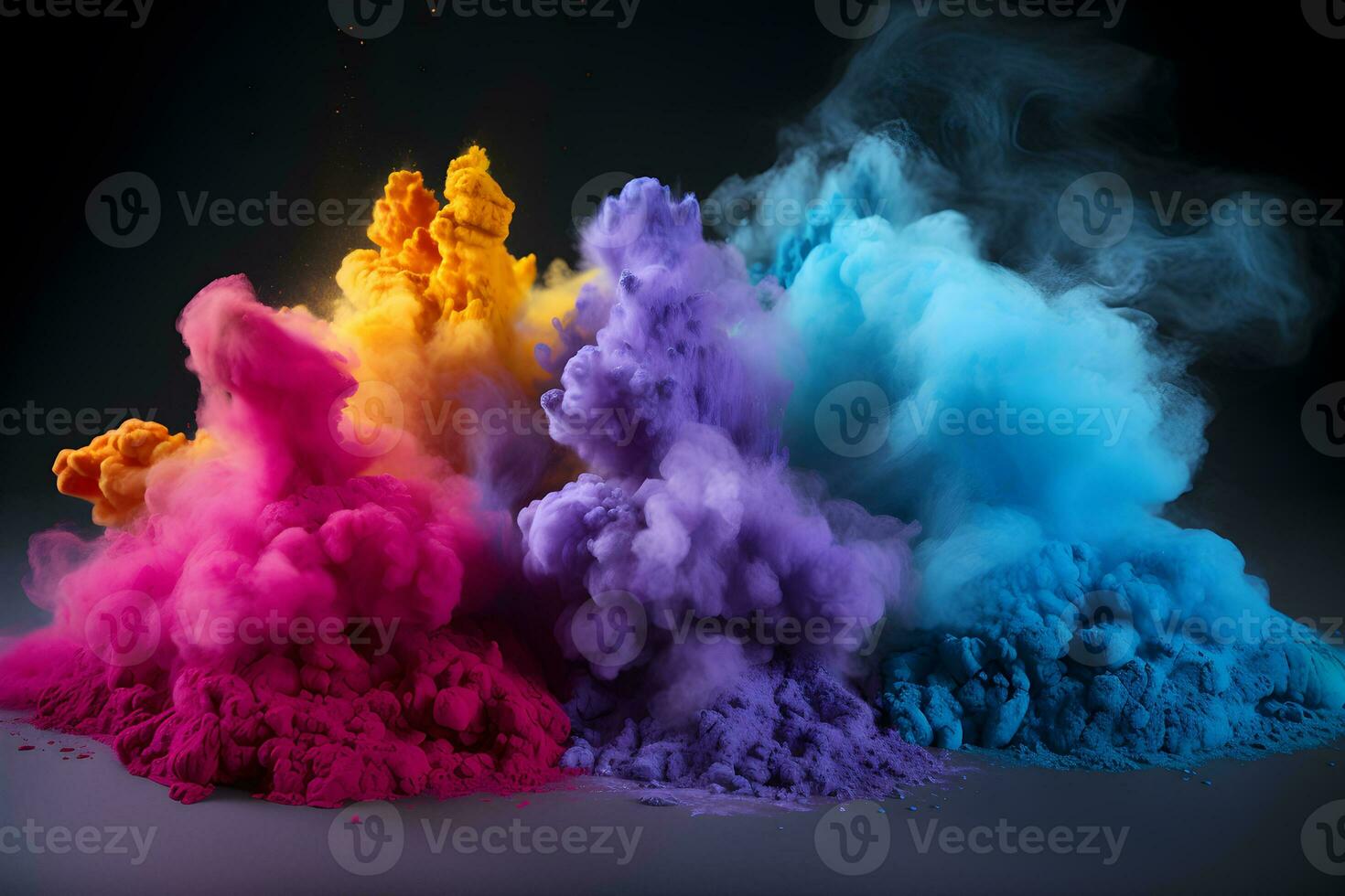 colored dust scattered on a black background Generative AI photo