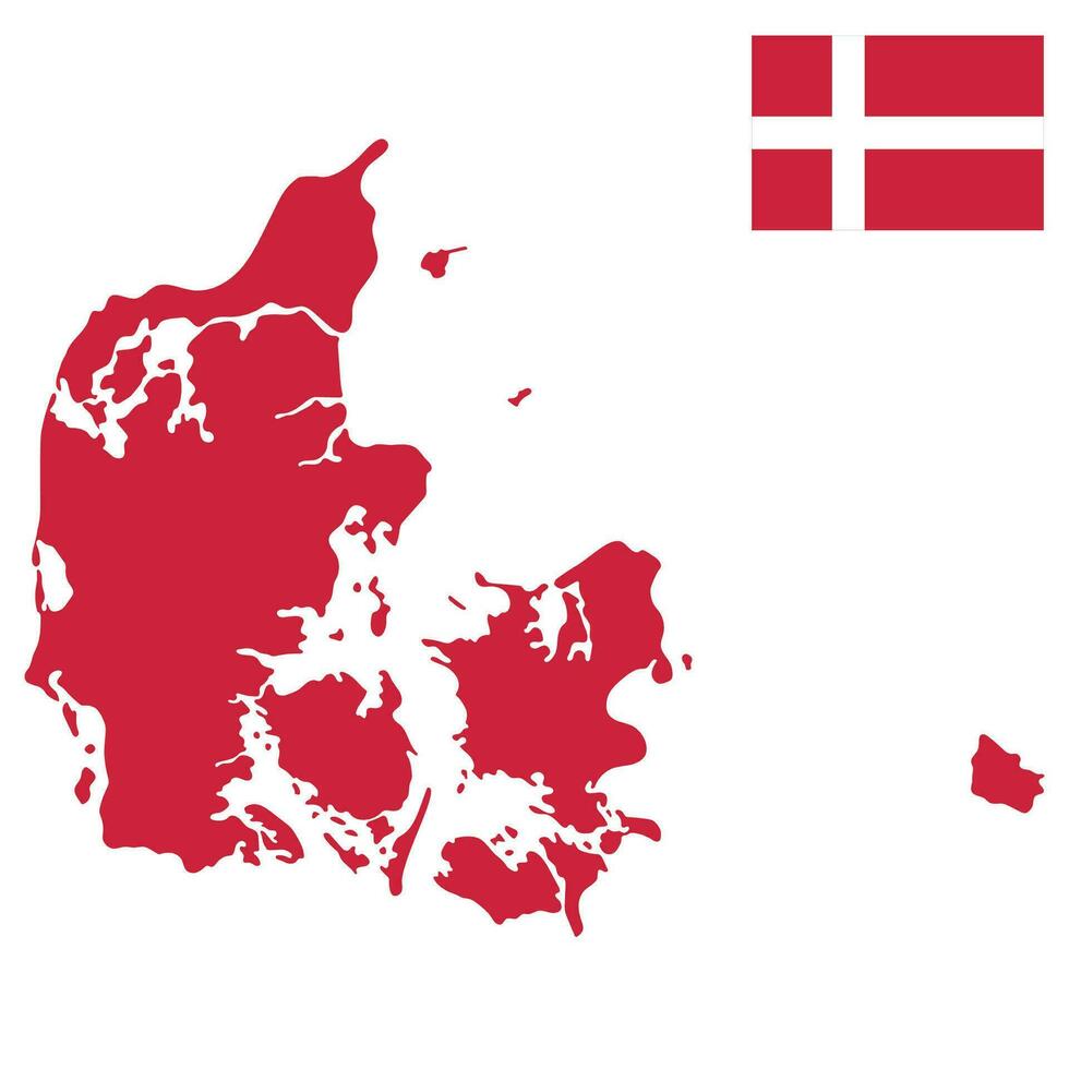 Map of Denmark with Denmark flag vector