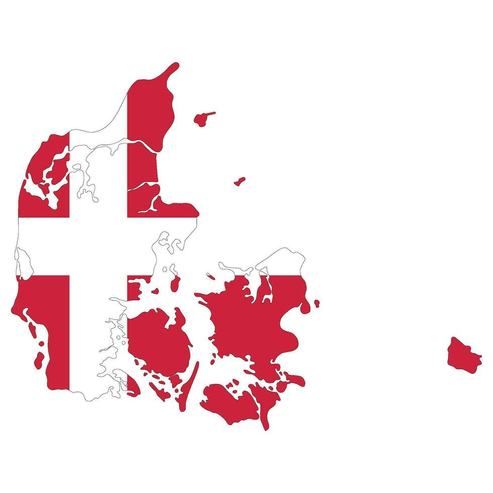 Map of Denmark with Denmark flag vector