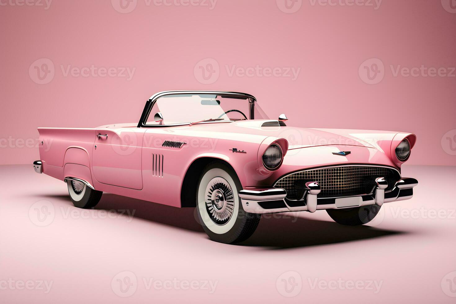 Classic pink car isolated on white background Generative AI photo