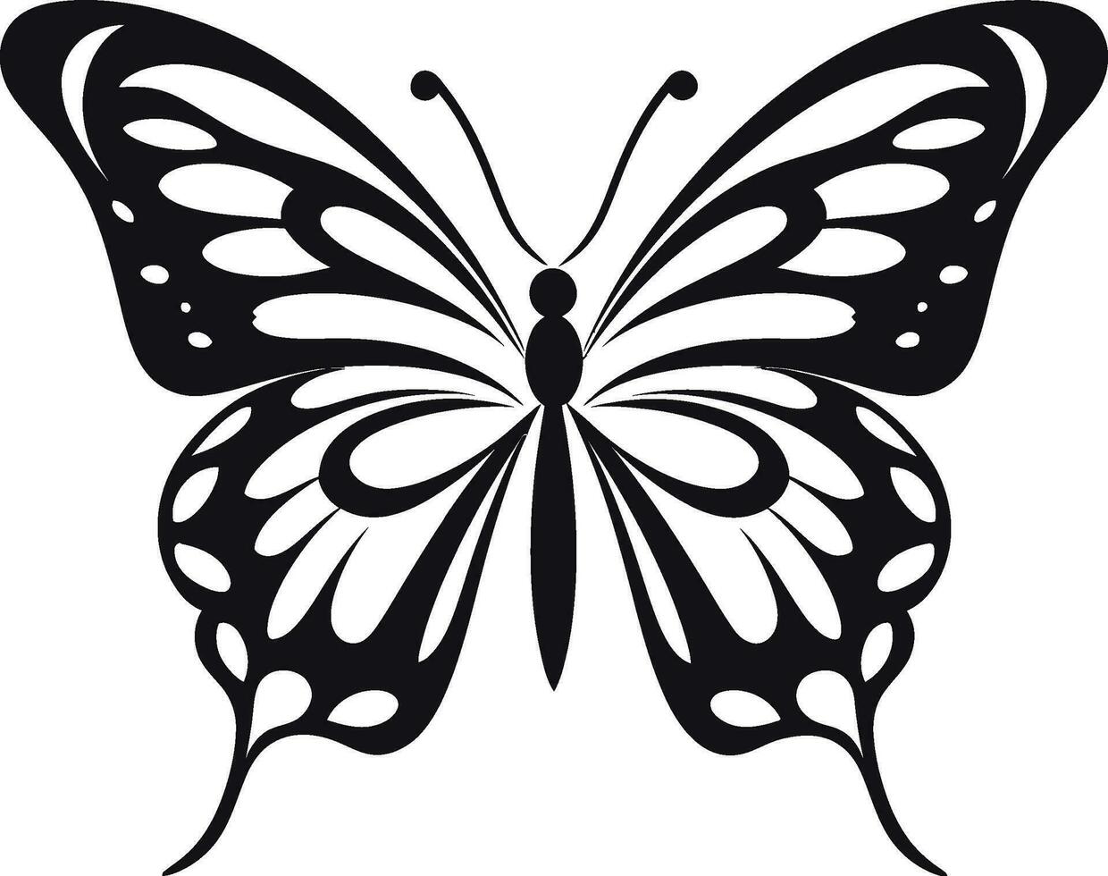 Black Butterfly Icon A Mark of Intricacy Graceful Majesty in Noir Butterfly Emblem vector