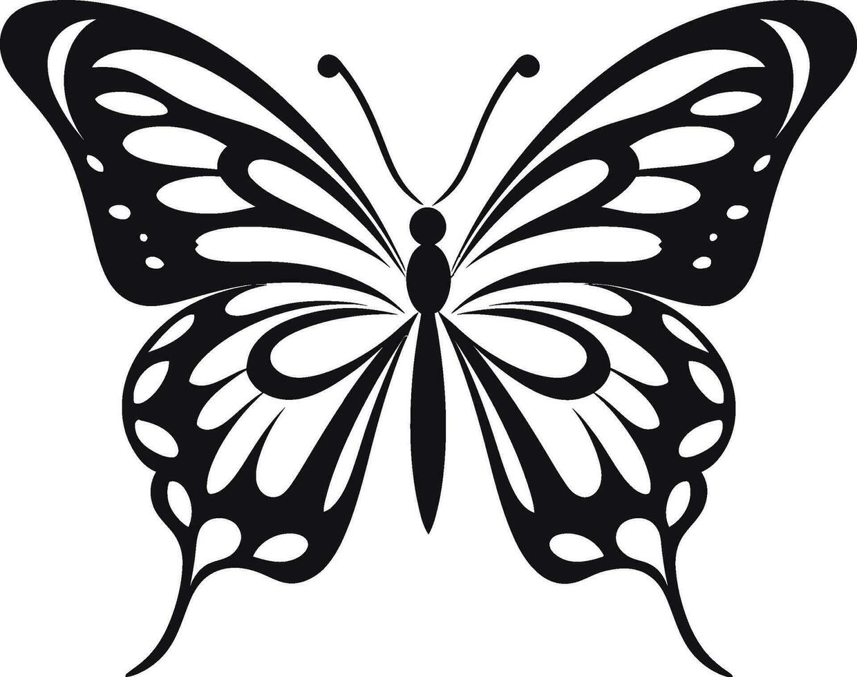 Black Butterfly Icon A Mark of Intricacy Graceful Majesty in Noir Butterfly Emblem vector