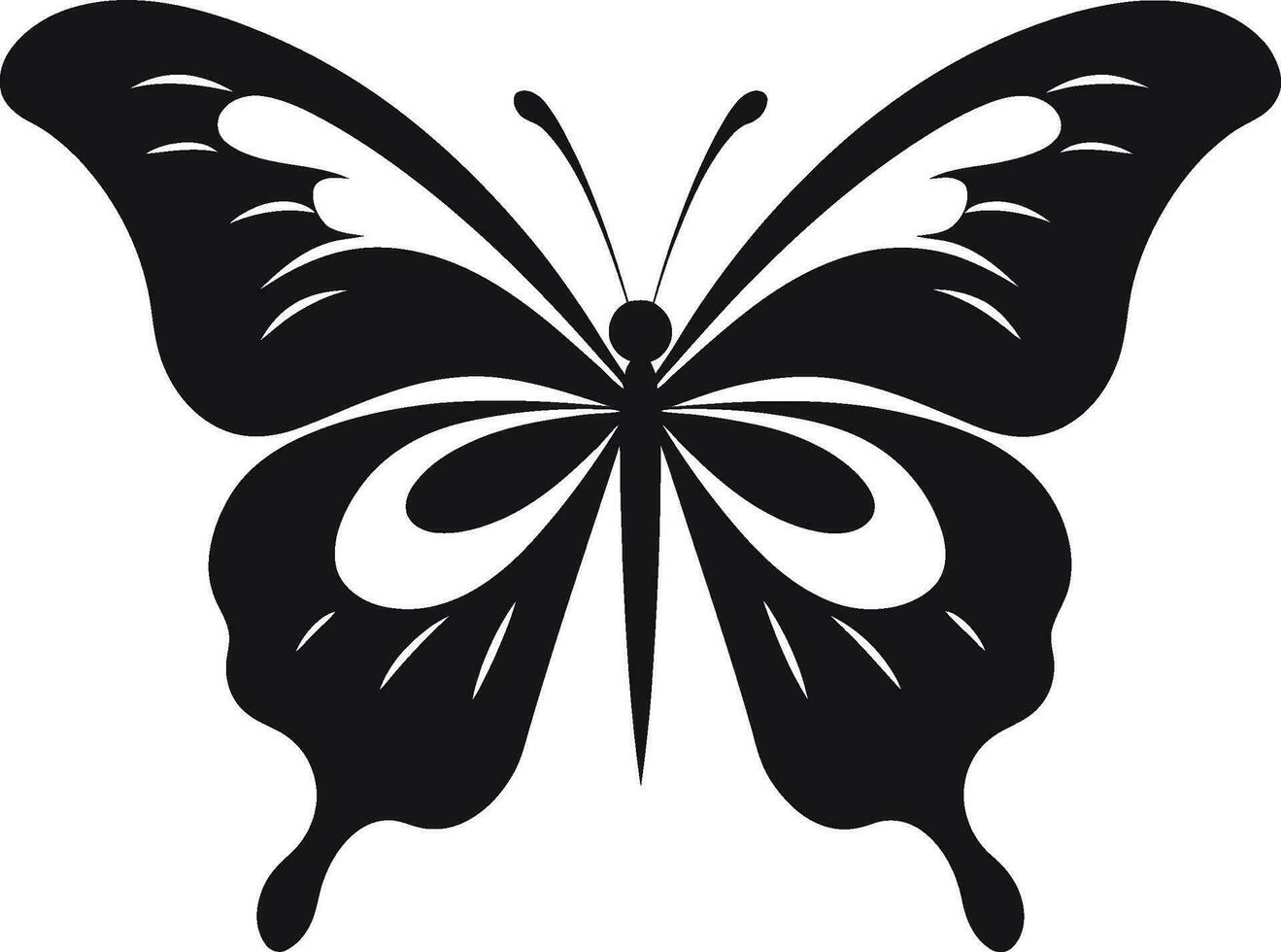 pulcro y elegante negro mariposa diseño con alas deleite negro mariposa icono en negro vector