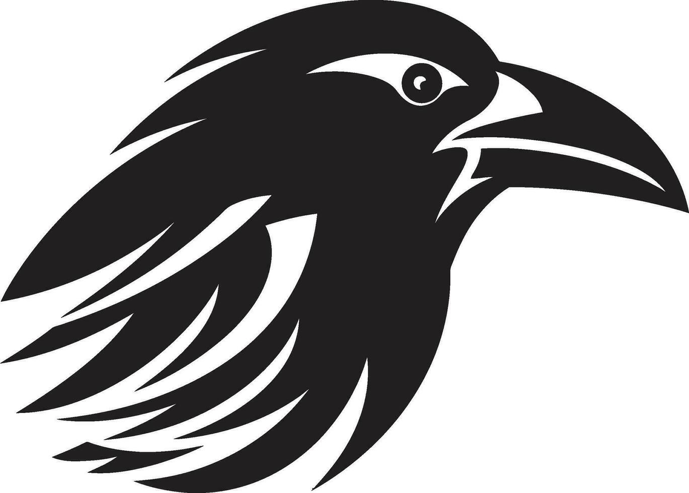 Abstract Raven Vector Badge Vintage Black Crow Icon