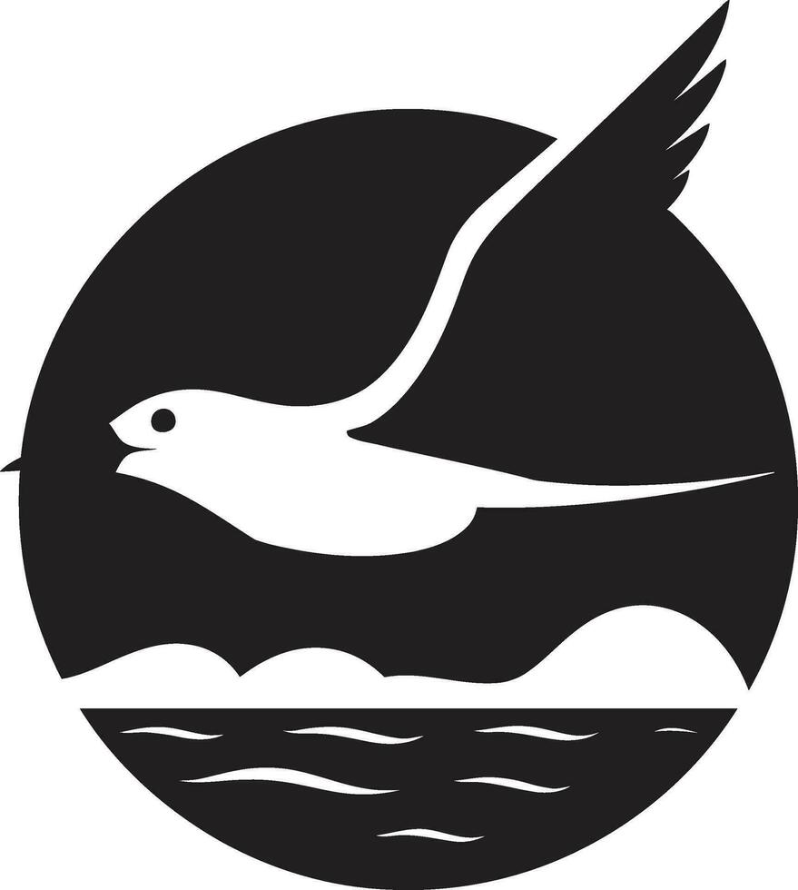Majestic Flight Unleashed Seagull Icon in Onyx Elegant Aviator Vector Seagull Emblem Profile