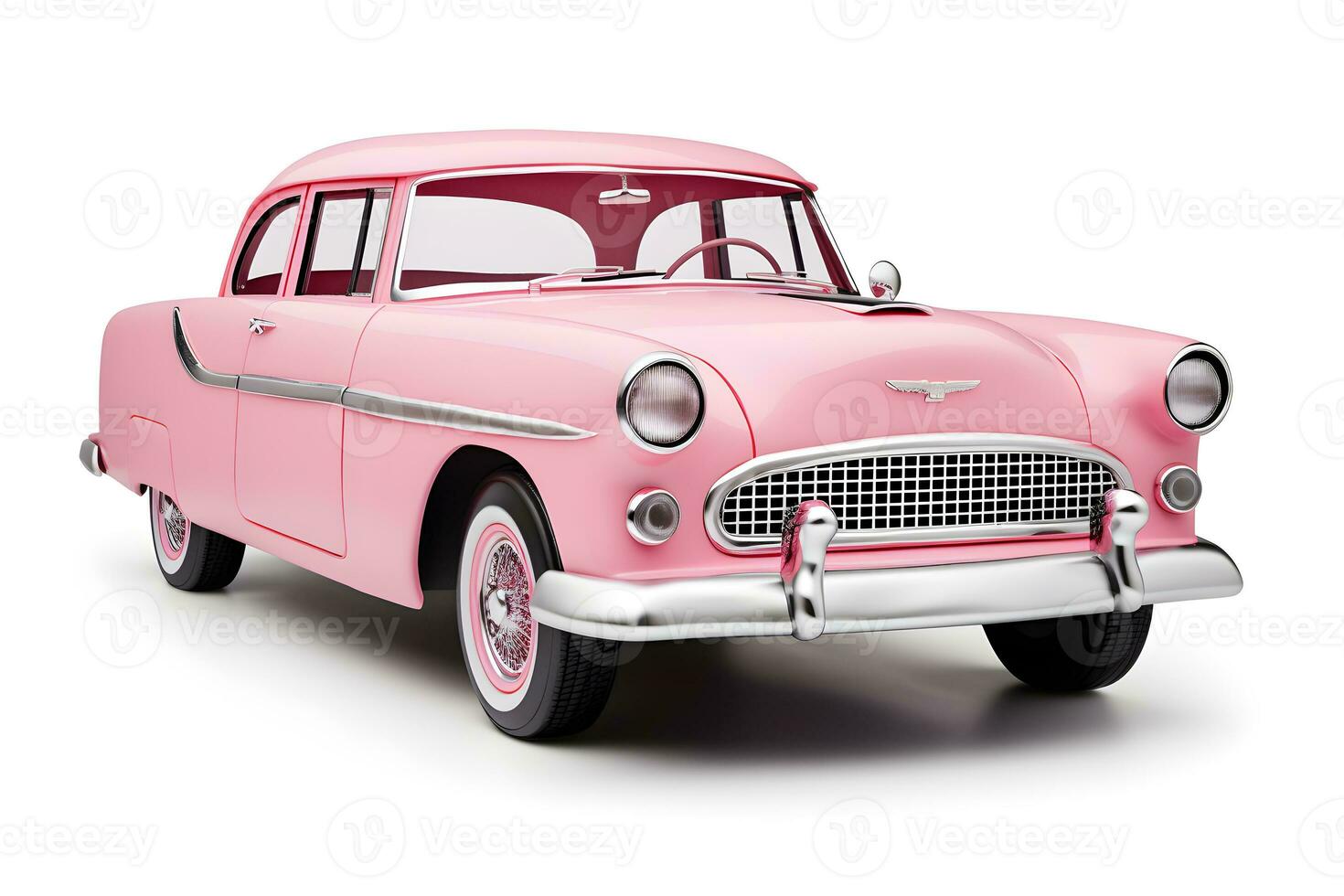 Classic pink car isolated on white background Generative AI photo