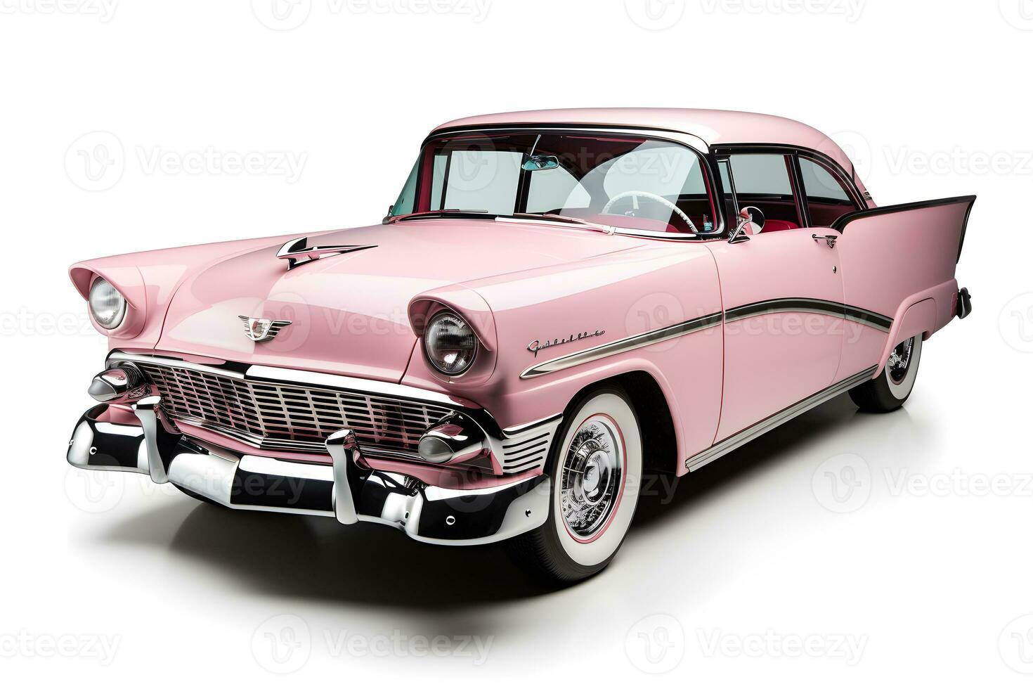 clásico rosado coche aislado en blanco antecedentes generativo ai foto