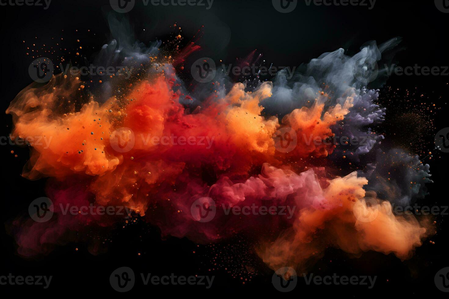 colored dust scattered on a black background Generative AI photo