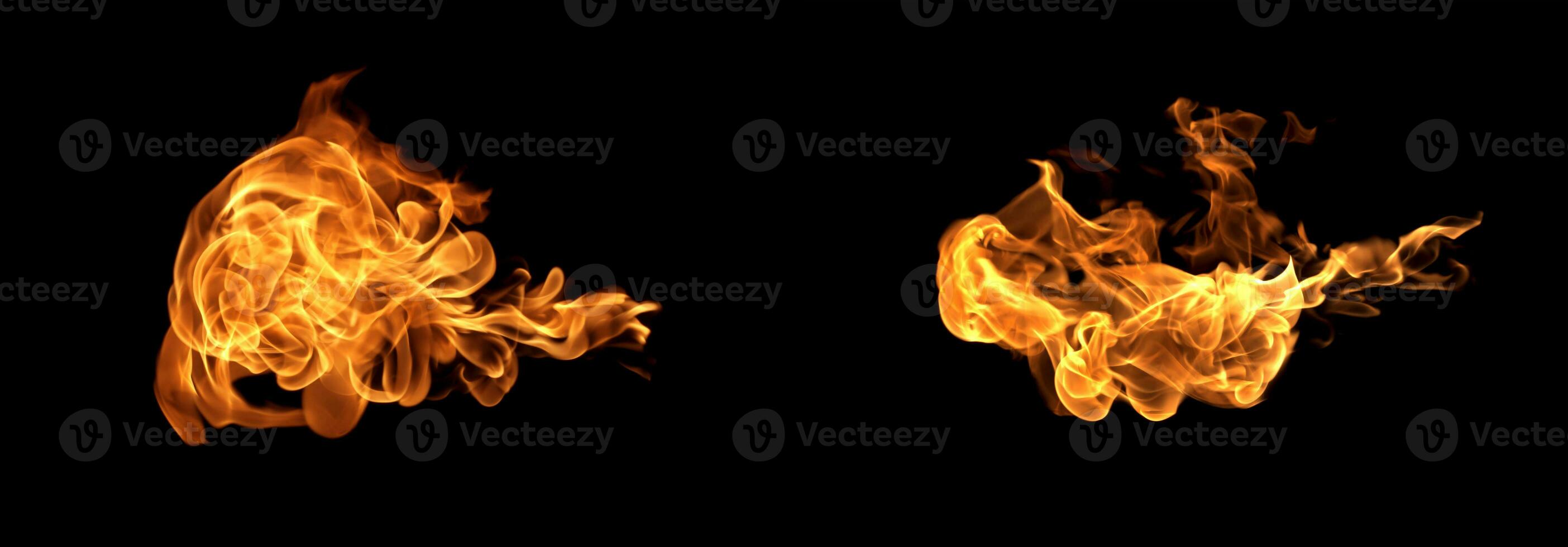 Fire flames on a black background photo