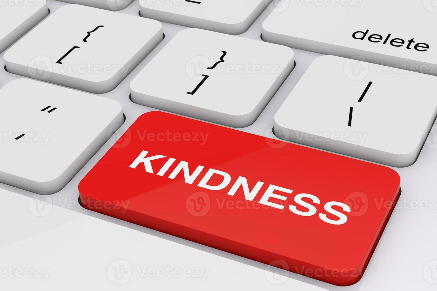 Red Kindness Key on White PC Keyboard. 3d Rendering photo