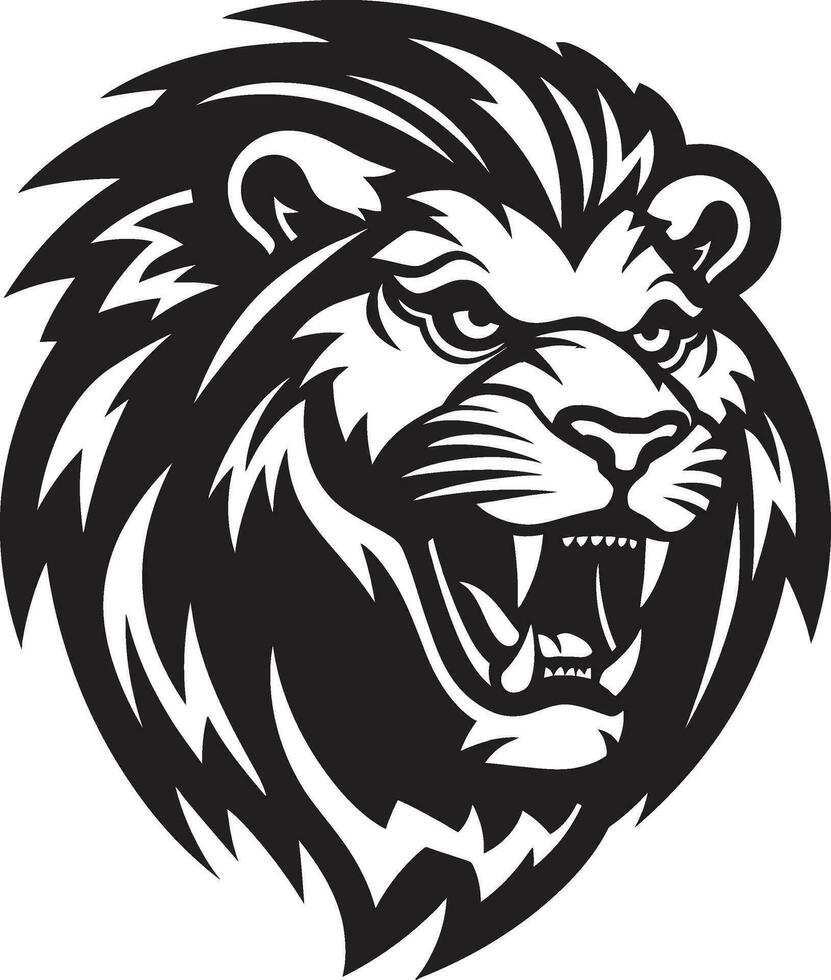 Roaring Guardian Elegant Black Lion Icon in Vector Sleek Sovereign The Majestic Mane of Lion Logo