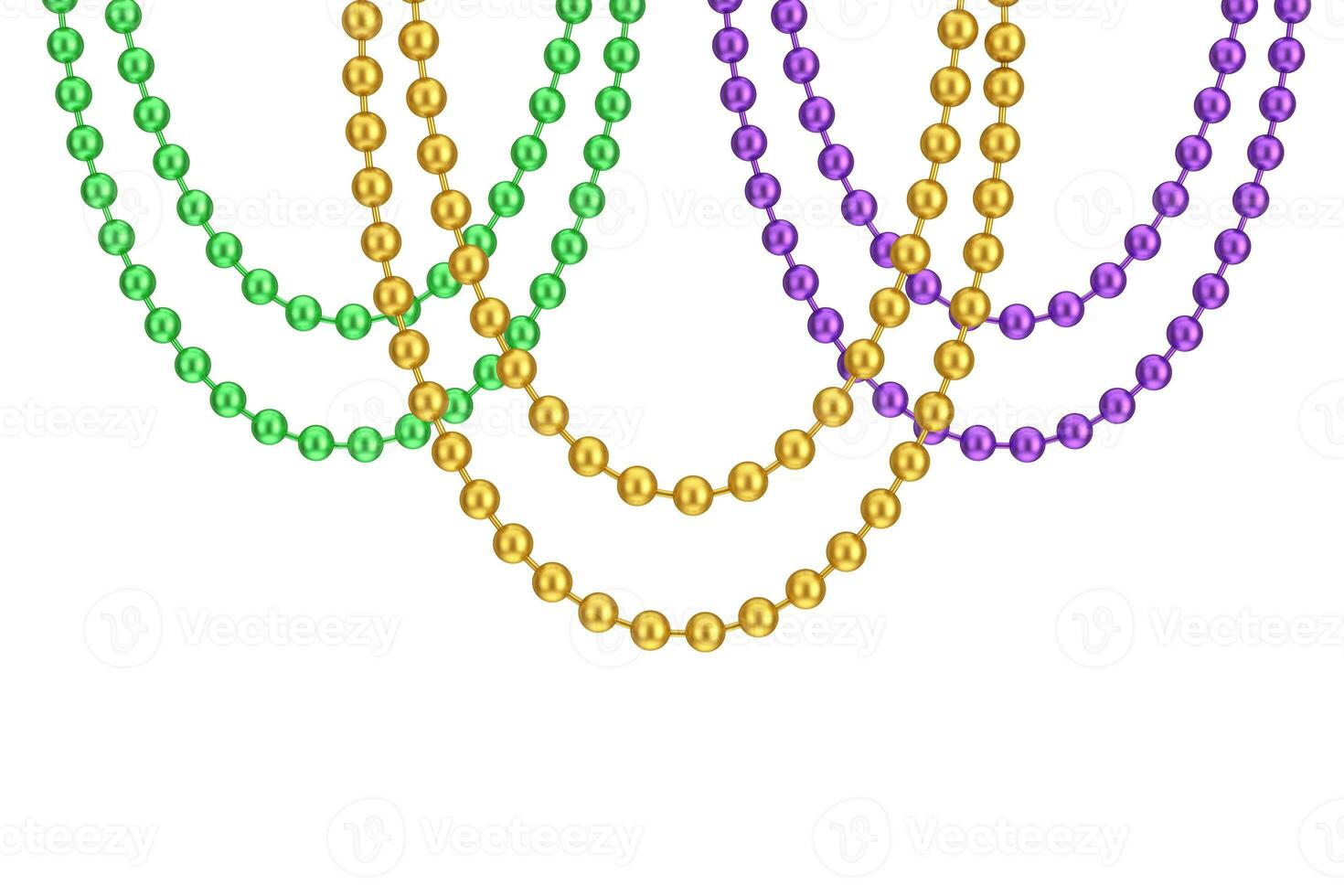 Happy Mardi Gras Concept. Decoration Beads for Mardi Gras. 3d Rendering photo
