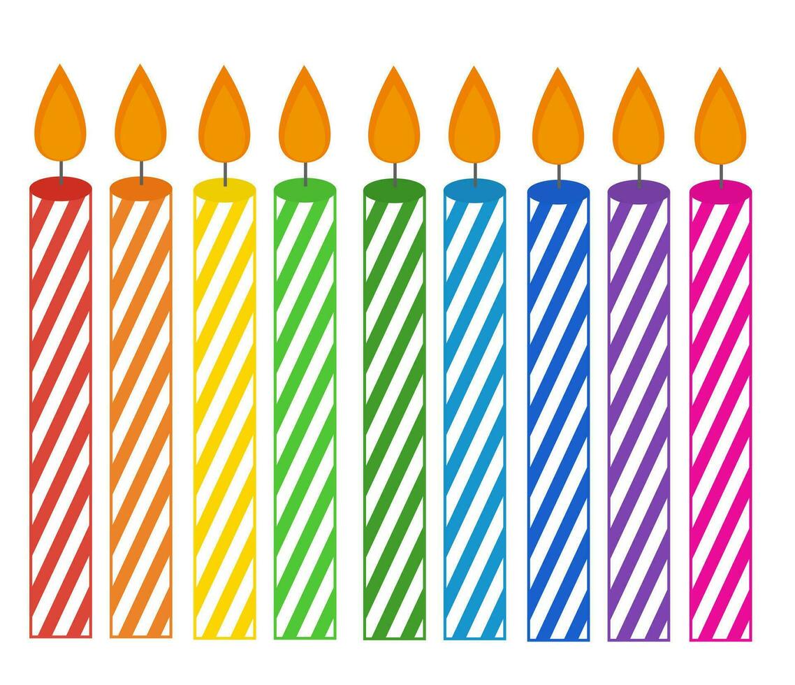 Set of colorful birthday candles.Cartoon vector illustration.