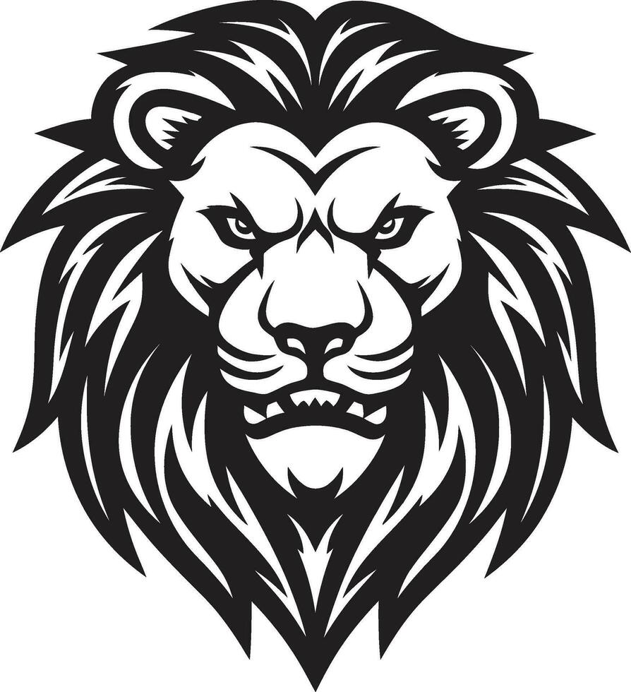 eterno rugido real negro león diseño icono esculpido fuerza un negro león en vector Arte