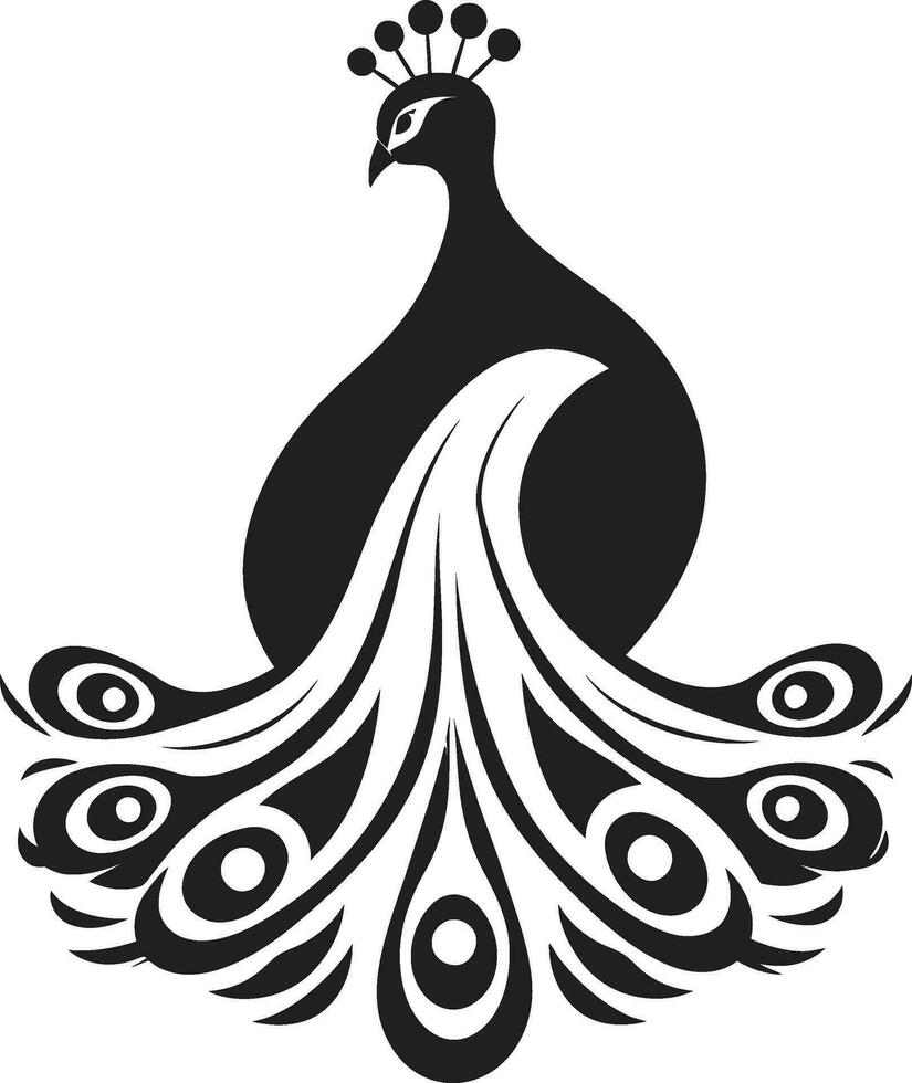 Elegant Avian Vector Peacock Heraldry Sapphire Serenade Black Peacock Symbol