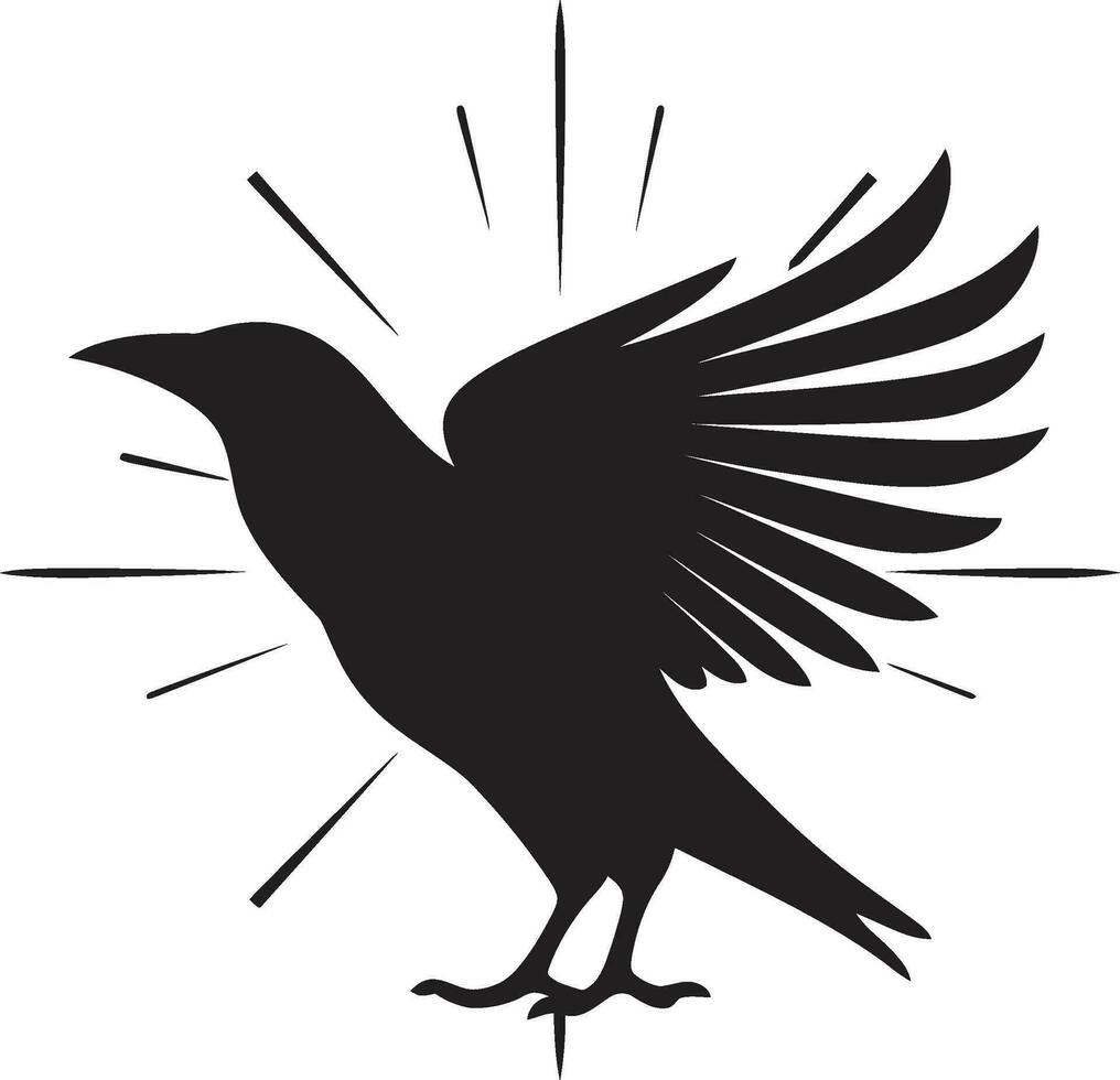 Modern Bird Outline Design Raven Silhouette Badge of Distinction vector