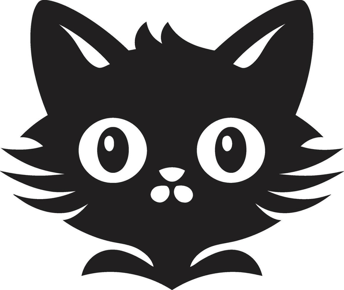 felino sombra icono gatito en el noche logo vector