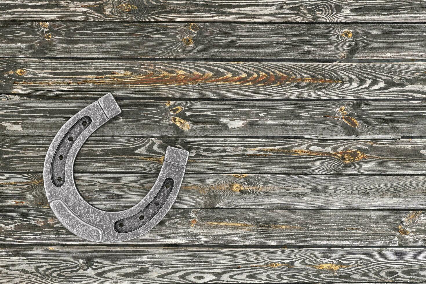 Old Steel Lucky Horseshoe. 3d Rendering photo