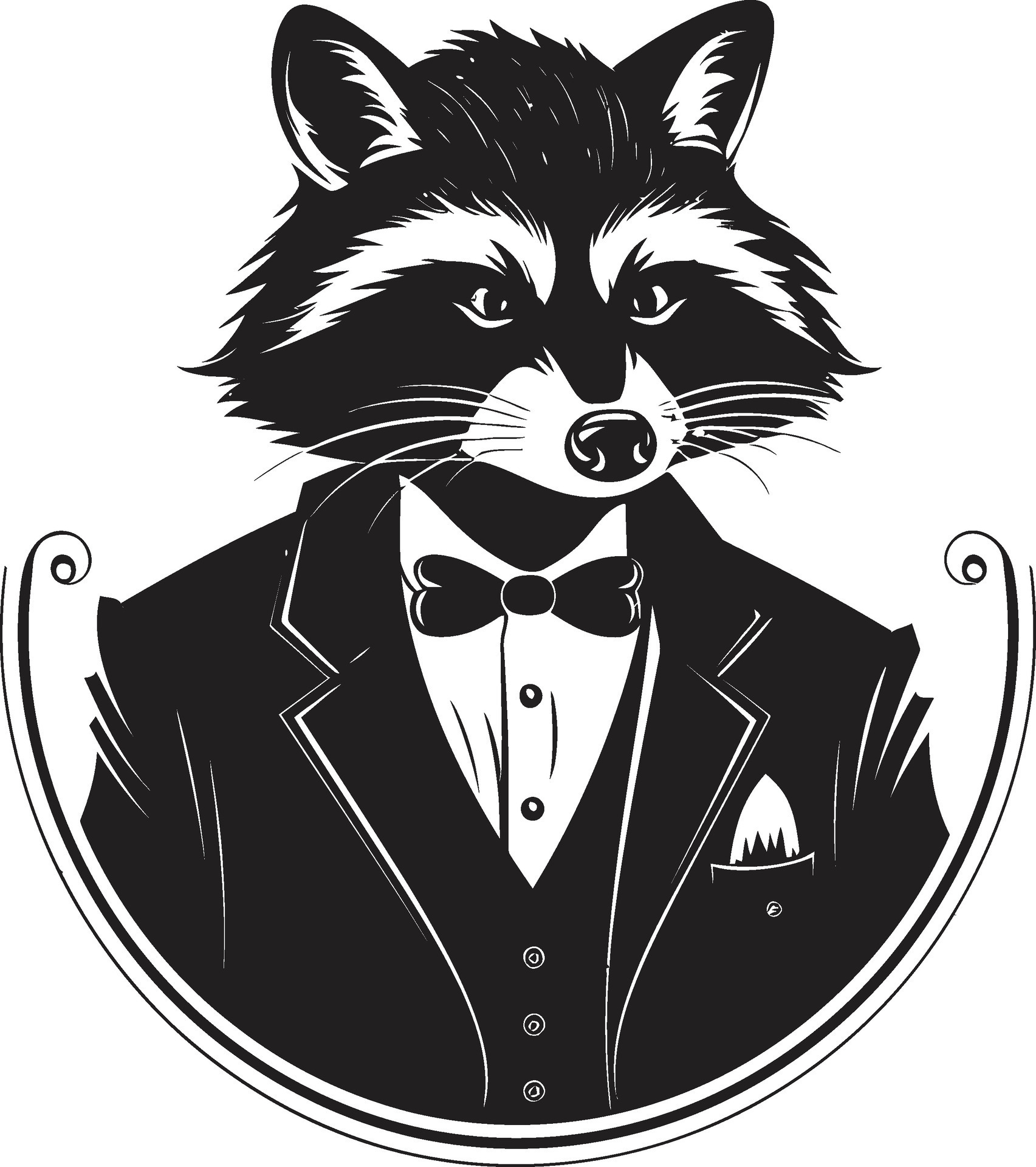 Graceful Masked Bandit Iconic Mark Raccoon Silhouette Geometric