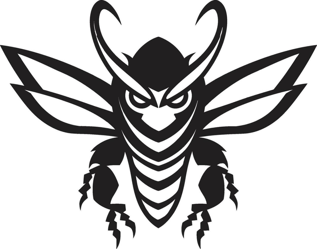 Eyes of the Stinging Defender Vectorized Monochrome Hornet Icon of Power vector