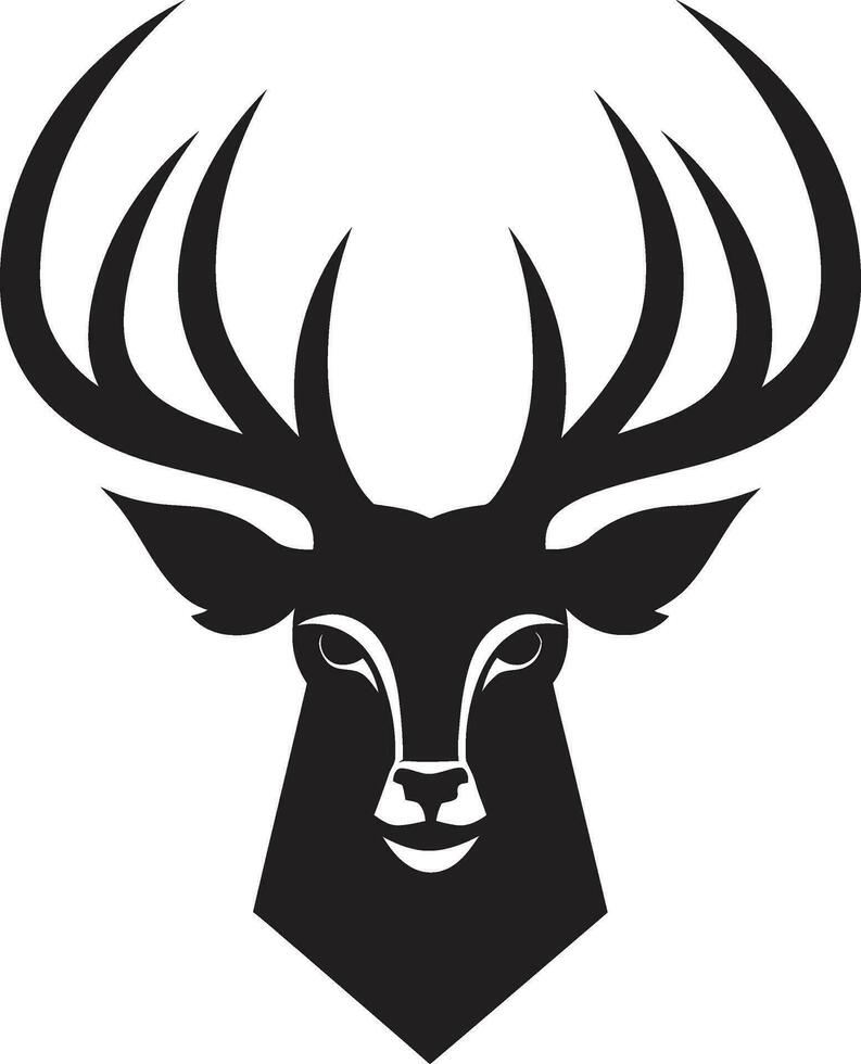 monocromo magia ciervo emblema en negros complejidad el Arte de el salvaje negro vector ciervo íconos serenidad