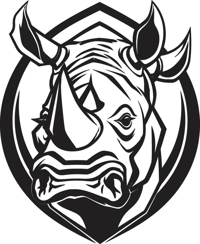 Sculpted Elegance in Sound Rhino Emblem in Black Majestic Rhinos A Modern Wildlife Masterpiece in Black vector