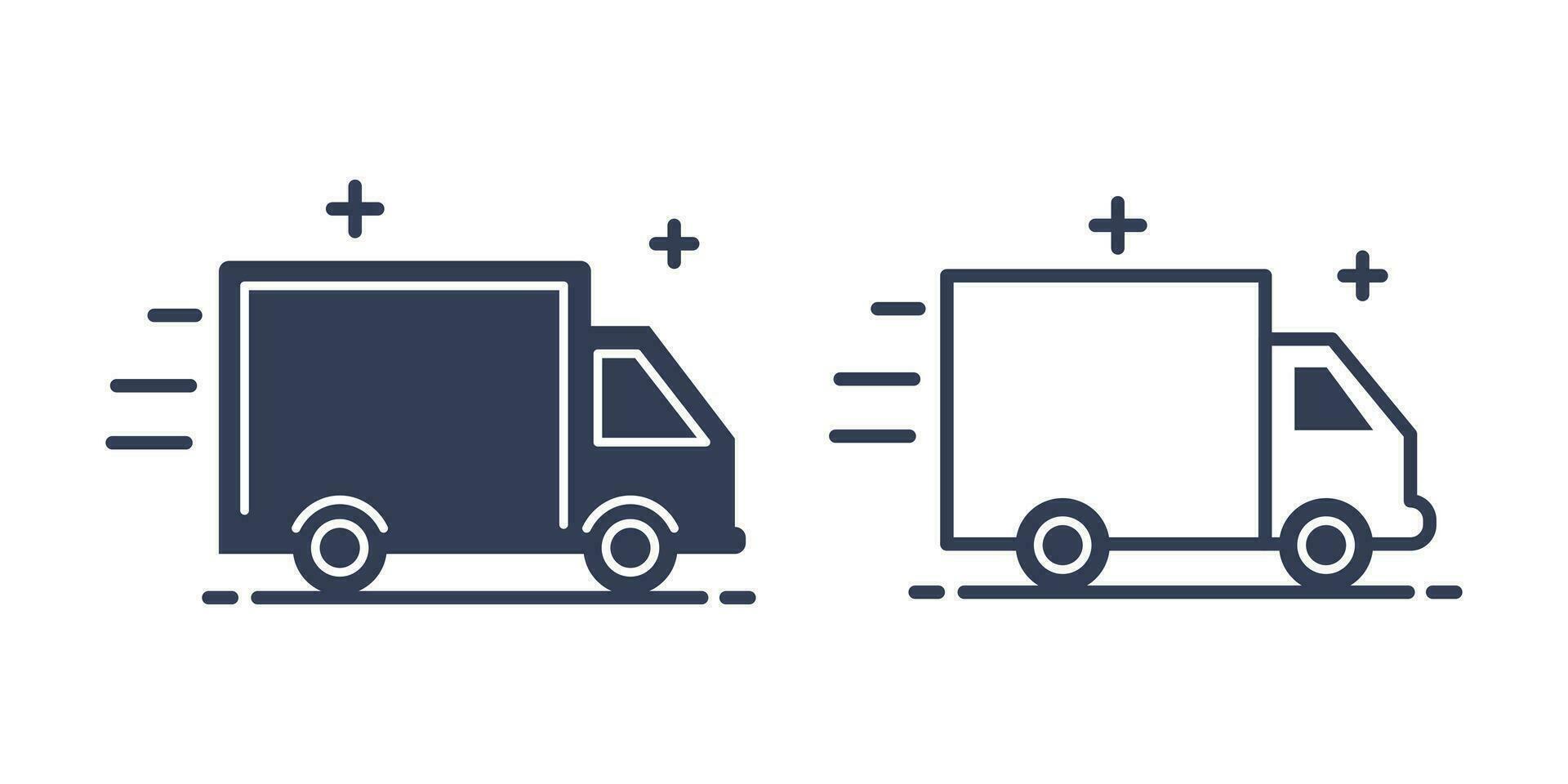 Delivery service icon set. Express delivery truck icon. Vector illustration