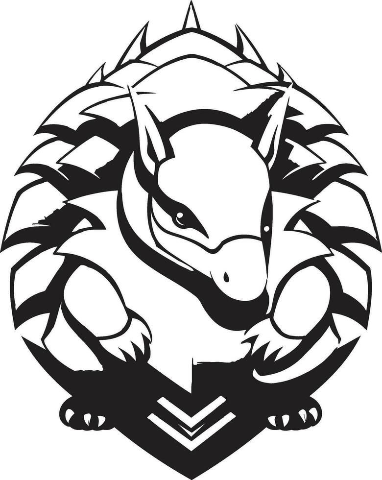 majestuoso en misterio armadillo símbolo hecho a mano Resiliencia negro armadillo logo vector