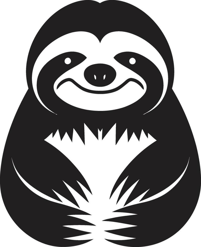 Relaxation Mode Black Sloth Emblem Artistic Bliss in Slow Motion Elegance in Black vector