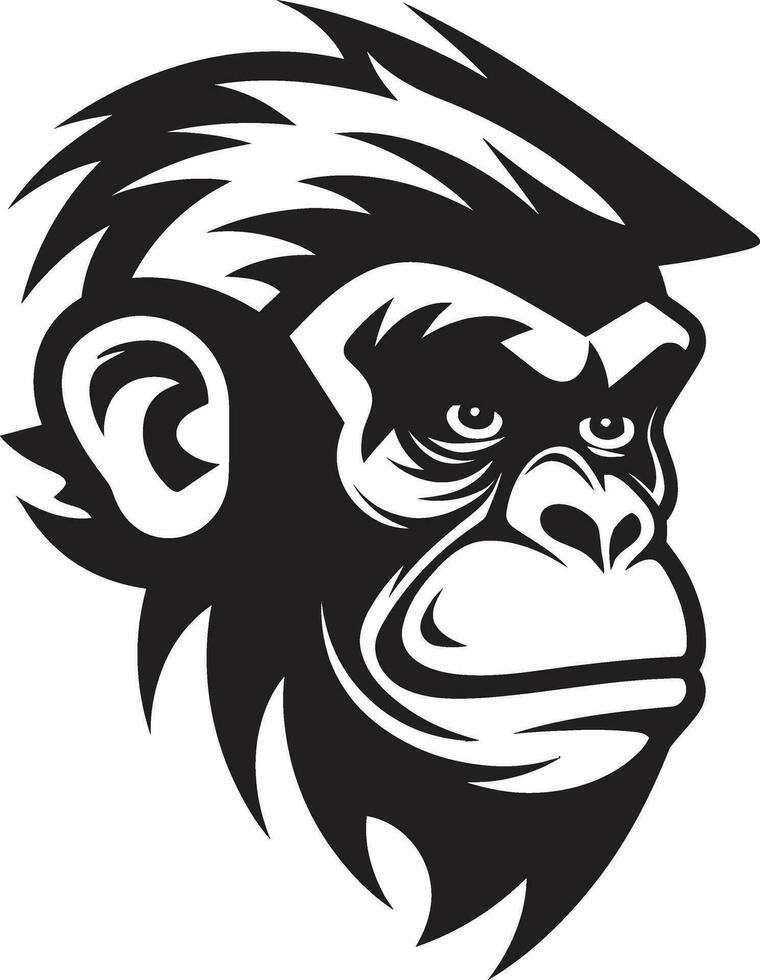 Strength in Shadows Ape Emblem in Black Wild Wisdom Black Chimpanzee Icon vector