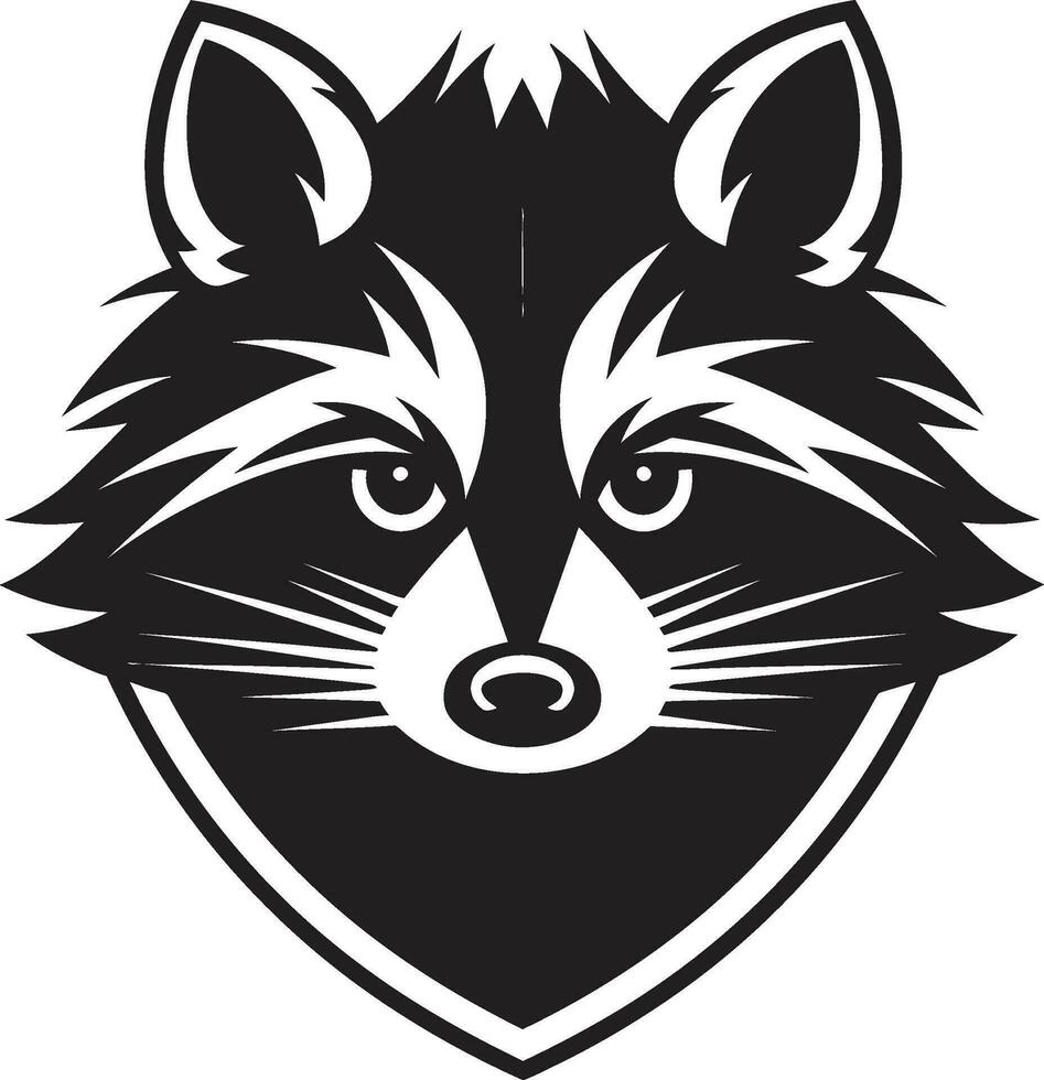 Stylish Black Raccoon Crest Sleek Raccoon Silhouette Seal vector