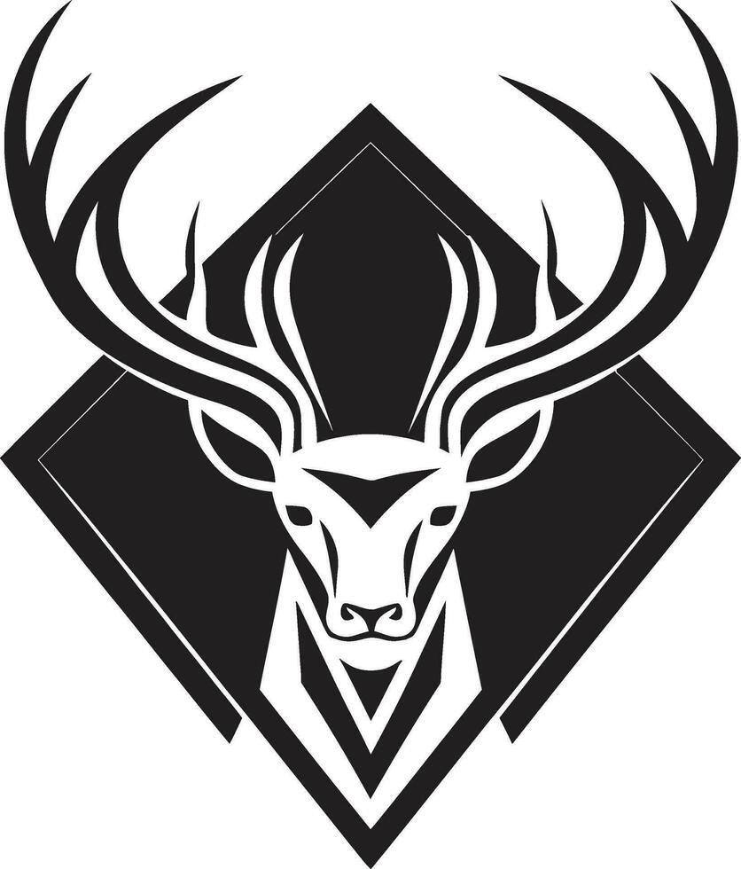 Nocturnal Nature Black Emblem in Noirs Wilderness Serenade of the Stags Black Vector Deer Logos Majesty