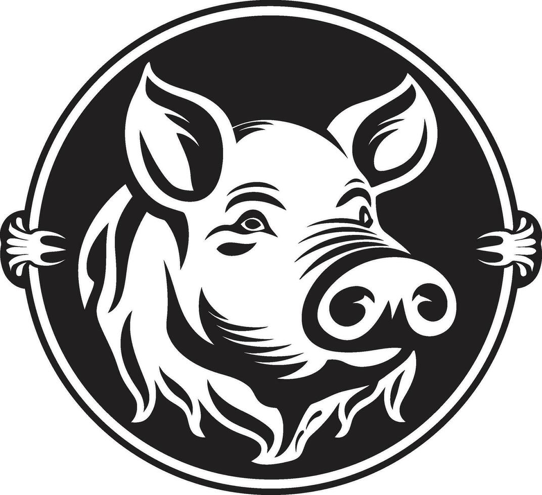 negrita cerdito vector diseño noir cerdo cara icono