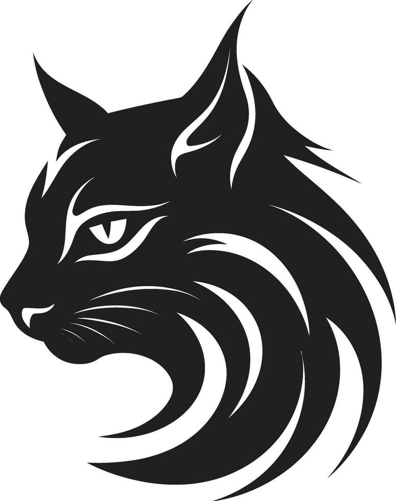Silhouette of a Graceful Whiskered Cat Geometric Monochrome Emblem vector
