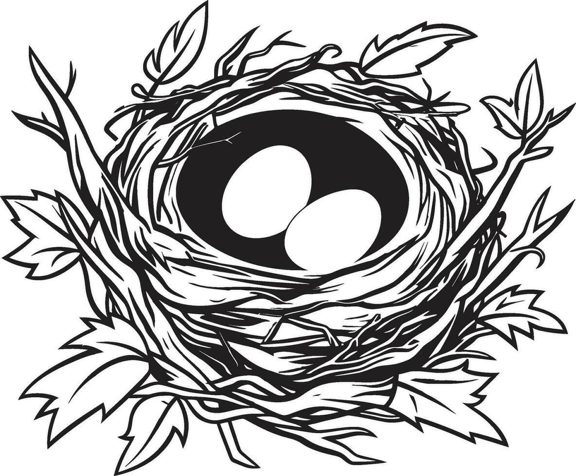 Aesthetic Avian Habitat Black Nest Design Simplicity in Shadows Bird Nest Icon vector