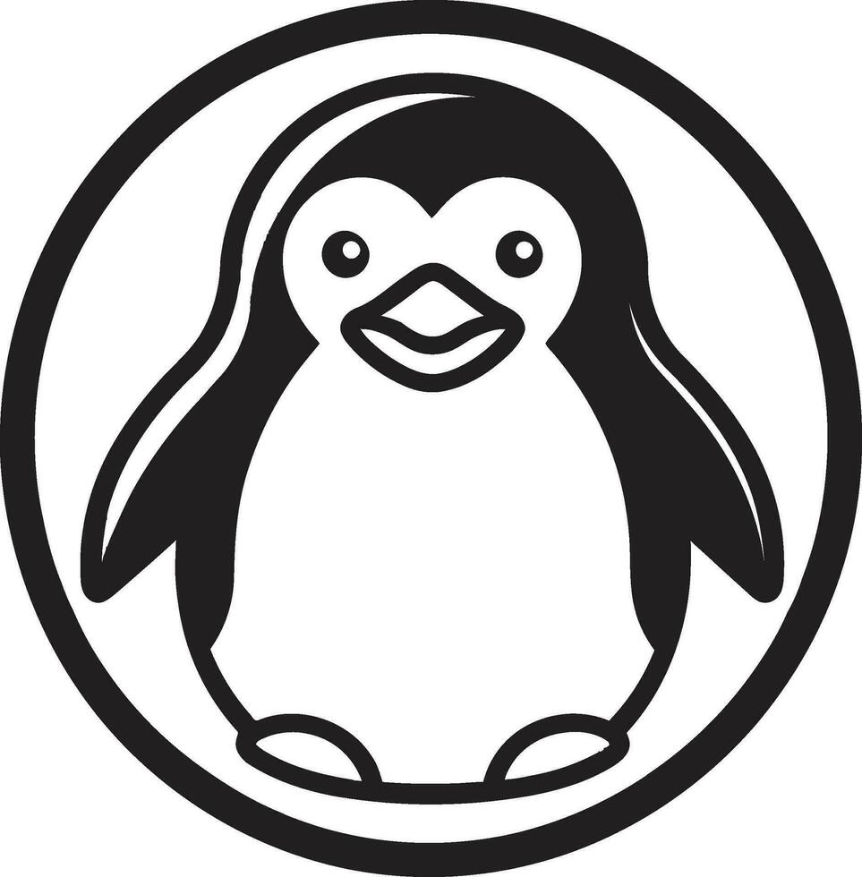 armónico belleza pingüino emblema en monocromos ártico serenidad elegante serenata en oscuridad negro pingüino icono vector