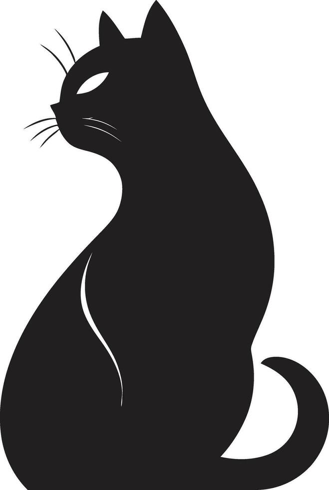 Artistic Minimalism of the Cat Monochromatic Tail and Whiskers vector